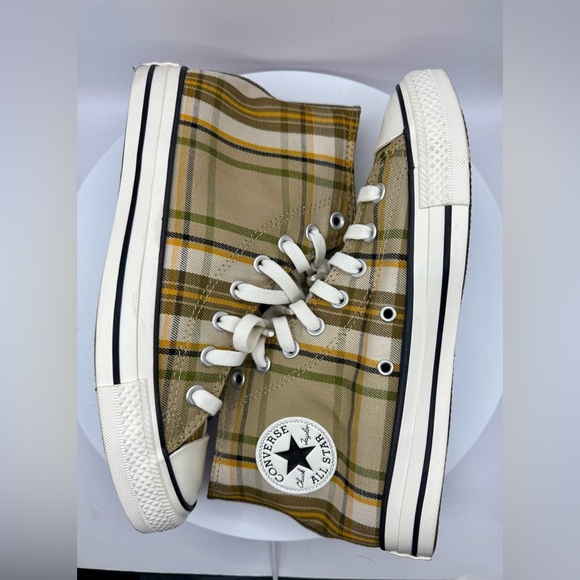 IOB Converse Chuck Taylor All Star High Top Plaid Beige/Green/Yellow Women’s 9 - Picture 8 of 13